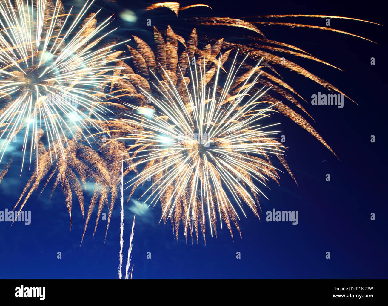beautiful fireworks show Stock Photo
