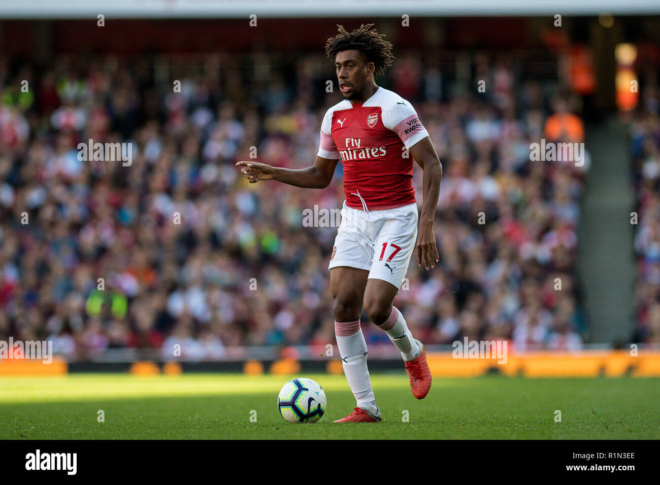 LONDON, ENGLAND - SEPTEMBER 29: Alex Iwobi of Arsenal during the Premier League match between Arsenal FC and Watford FC at Emirates Stadium on September 29, 2018 in London, United Kingdom. (MB Media) Stock Photo