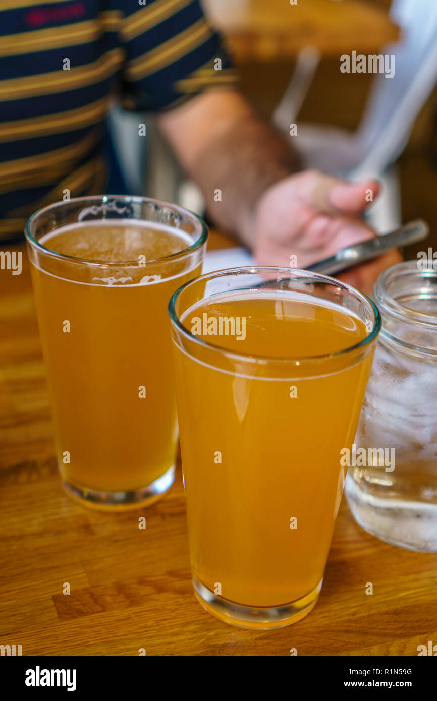 Homebrew beer in glasses hires stock photography and images Alamy
