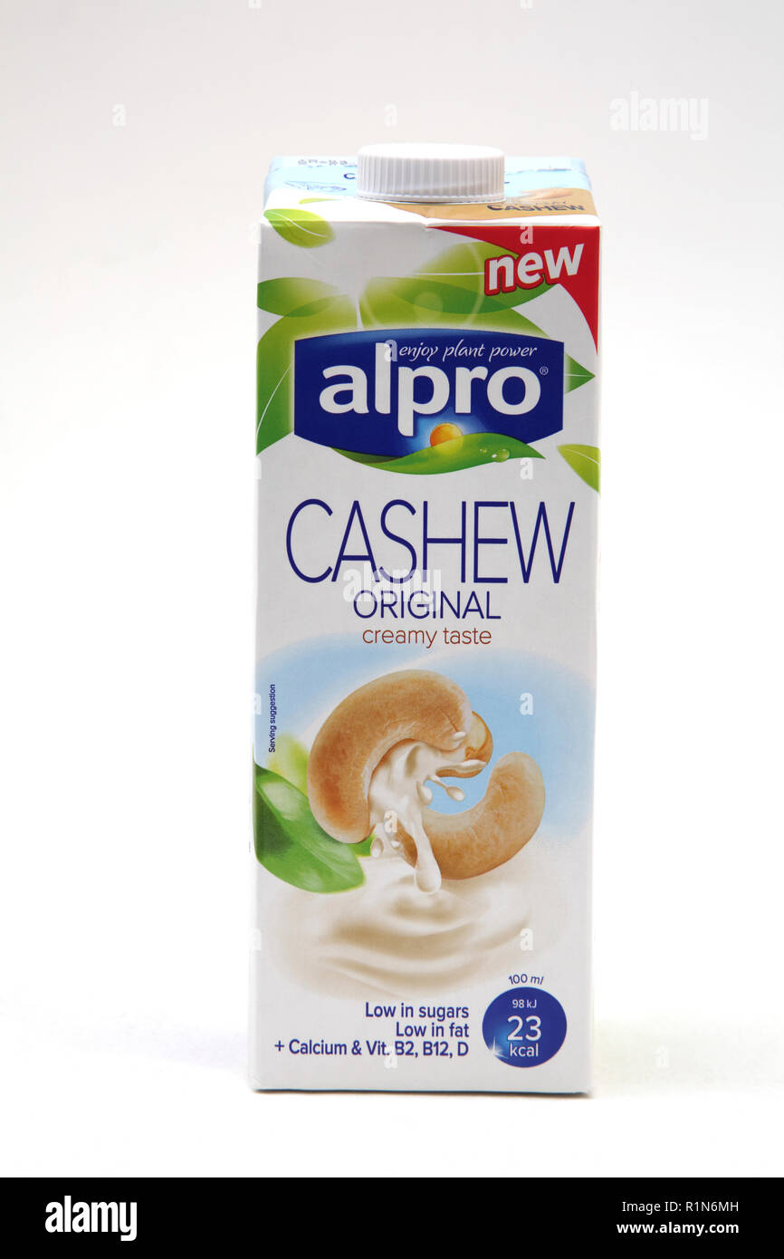 Alpro Cashew Original Lactose Free Milk Alternative Stock Photo