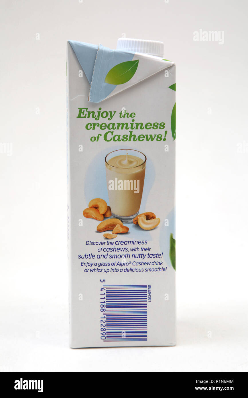 Alpro Cashew Original Lactose Free Milk Alternative Stock Photo