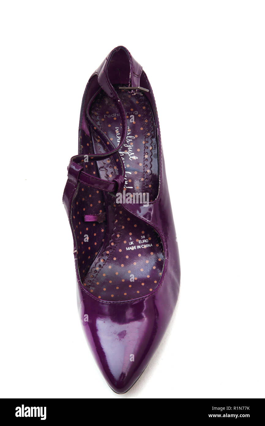 Red Herring Purple Patent Plastic High Heel Shoe Stock Photo