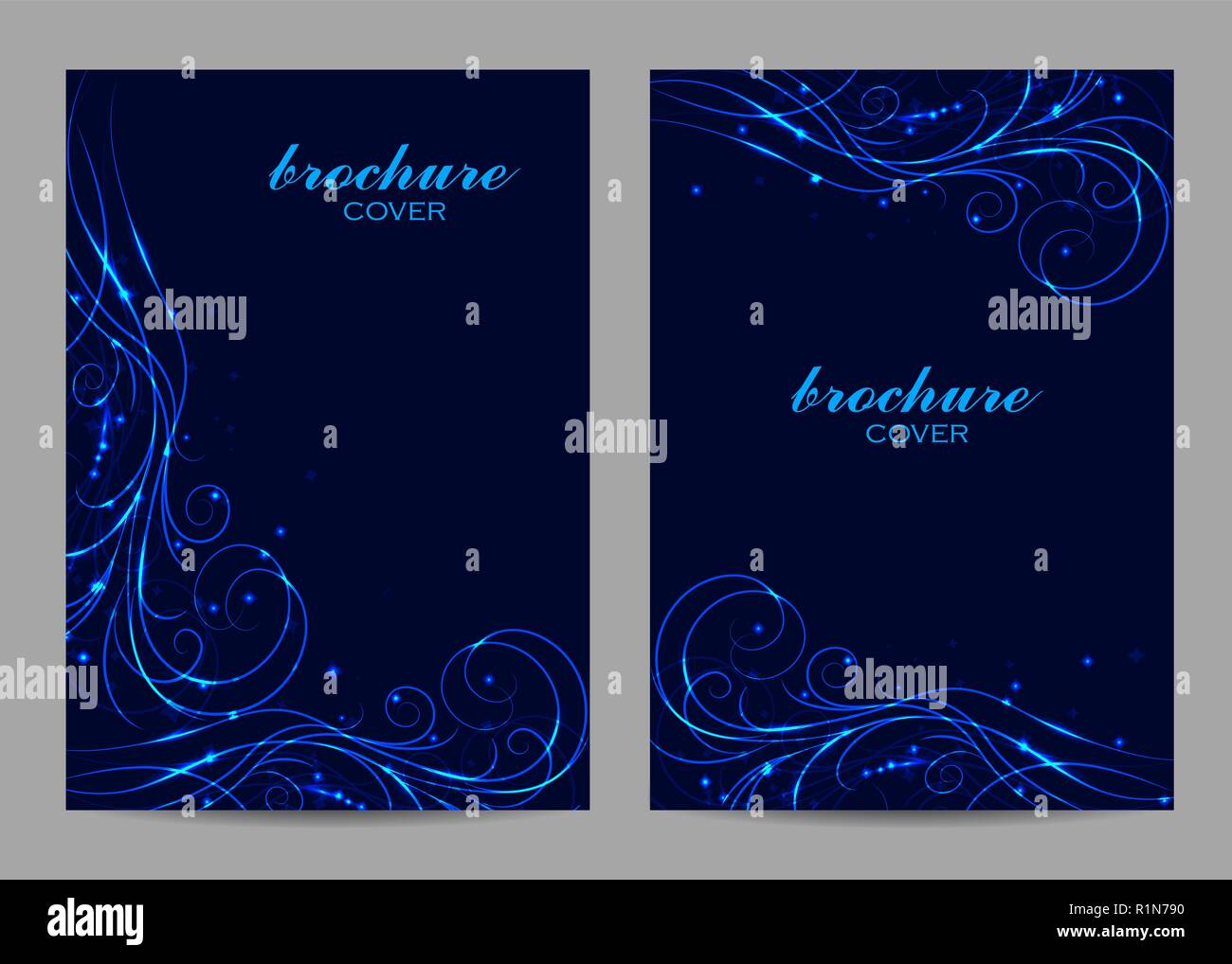 Brochure template layout design. Beautiful swirl pattern on blue background Stock Vector