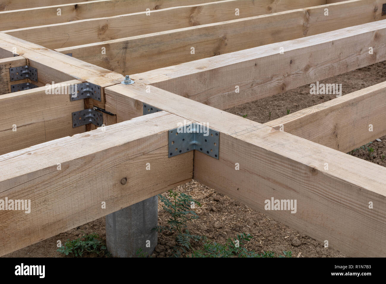 Housing frame assembly. Installation of residential building base of a