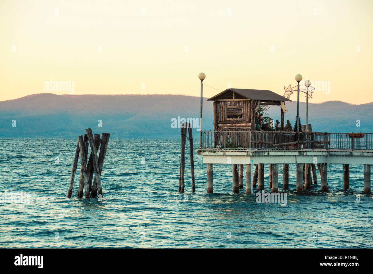 view of Bracciano lake, Roma, Italy Stock Photo