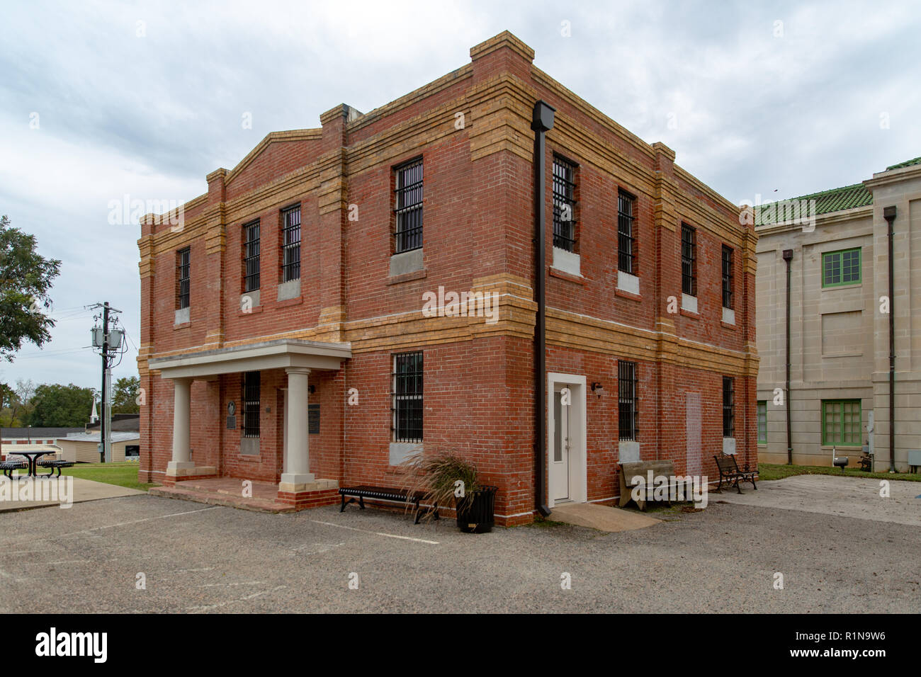 Historic 1919 jSan Augustine jail in San Augustine Texas Stock Photo