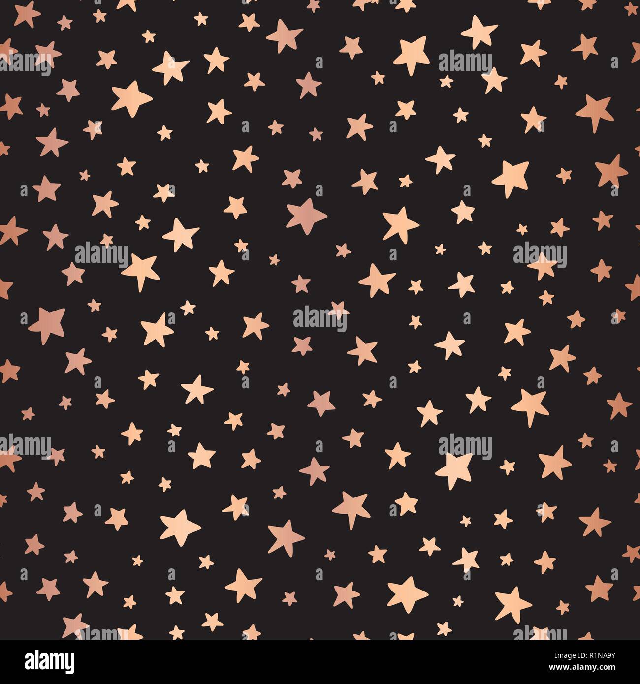Seamless Handdrawn stars copper foil on black vector background. Pattern  for Christmas and celebrations. Hand drawn rose gold stars for gift  wrapping paper, greeting cards, wallpaper, posters, banner Stock Vector  Image &