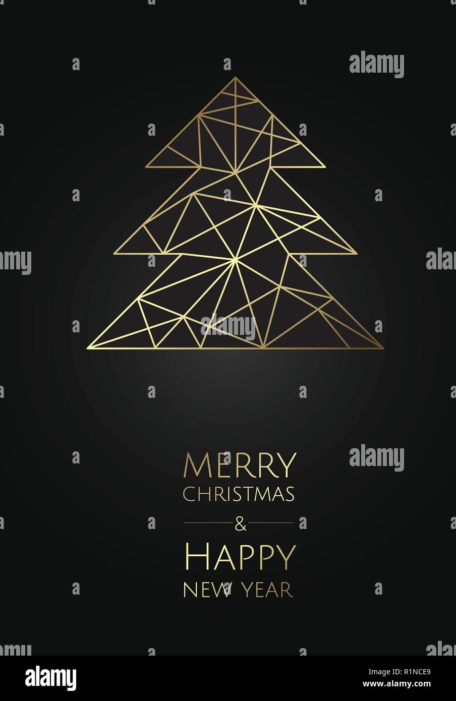 Merry Christmas and Happy New Year. Vector modern template card. Abstract geometric christmas tree. Stock Vector