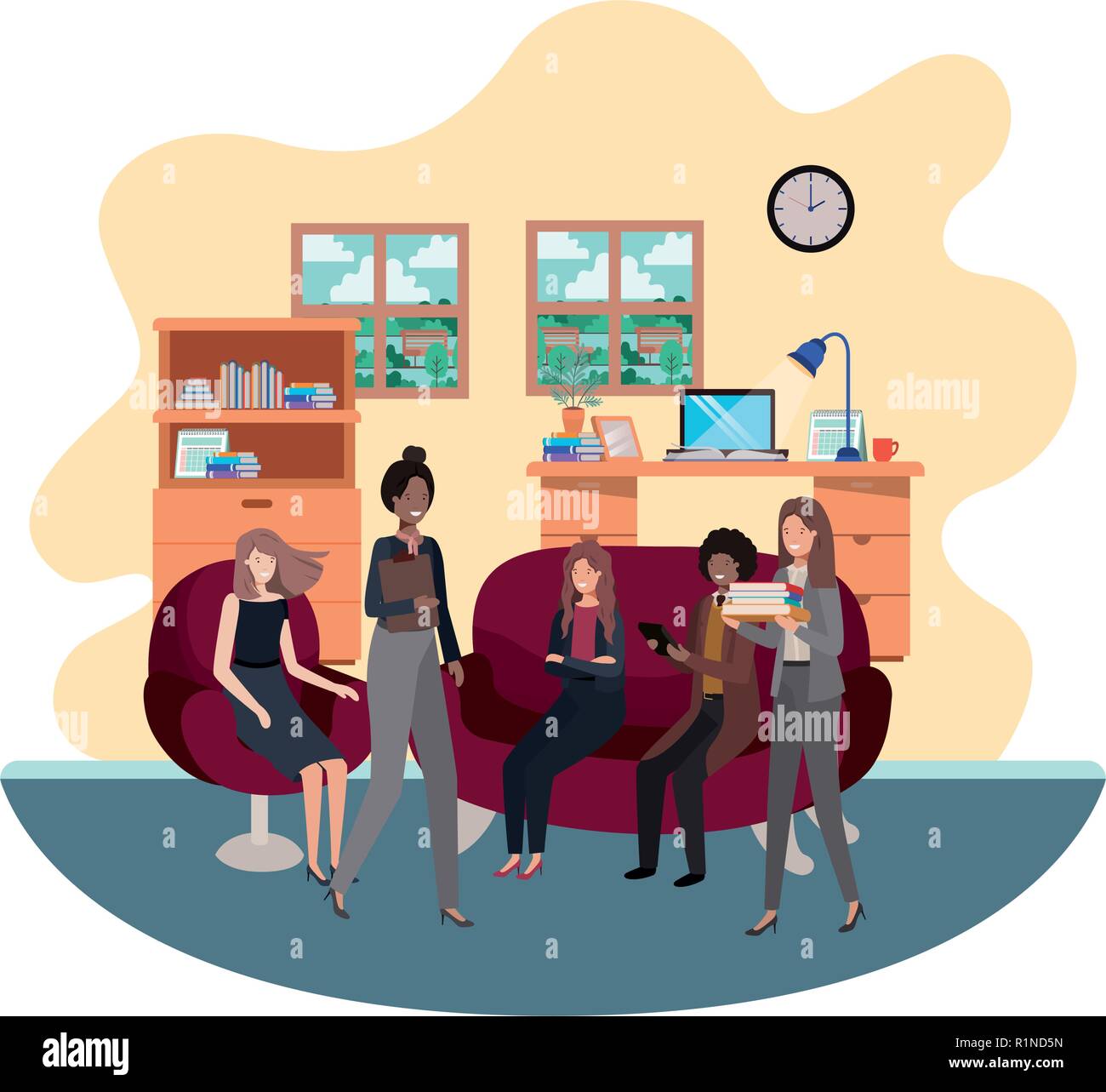group of people business in the work office Stock Vector Image & Art ...