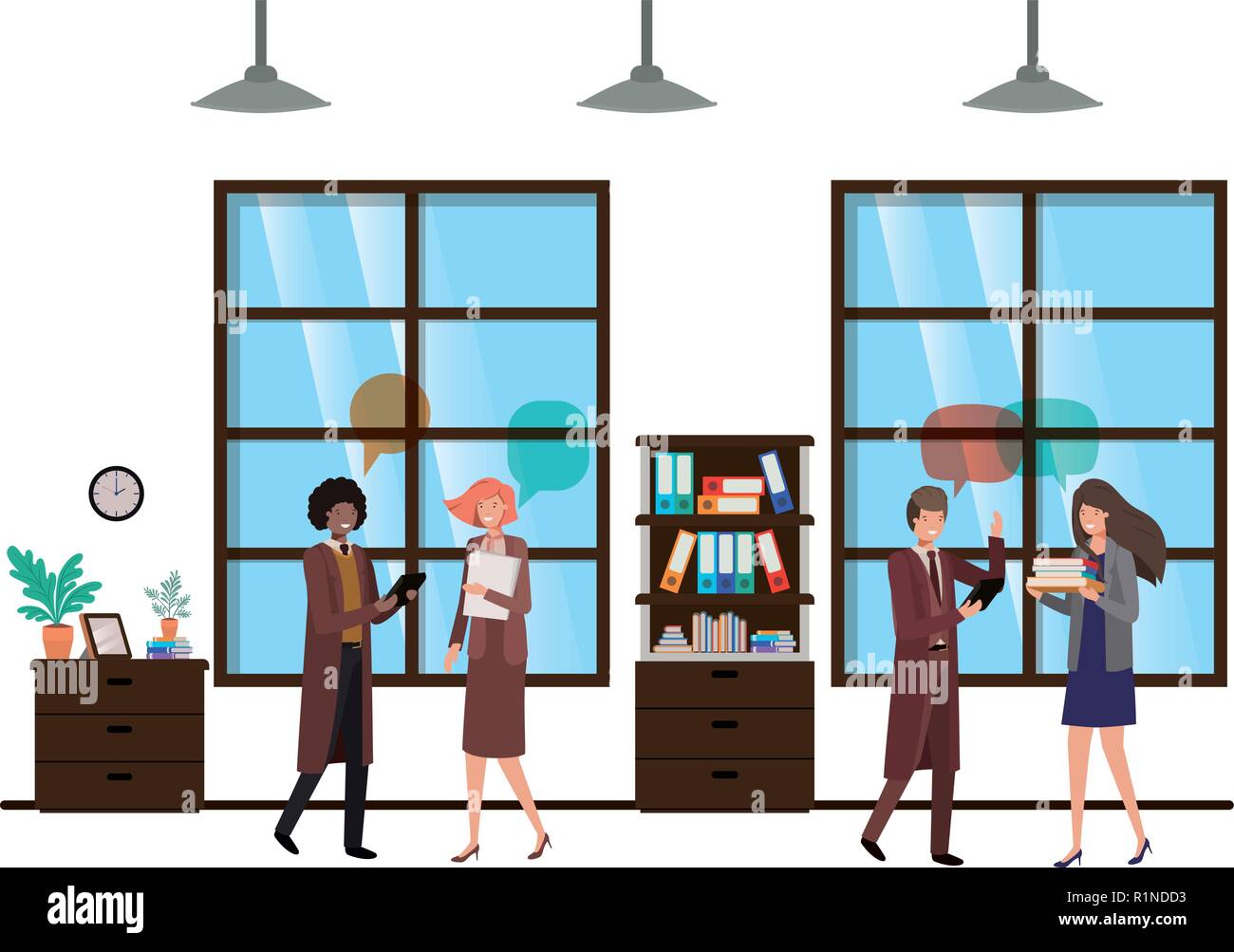 group of people business with speech bubble Stock Vector Image & Art ...
