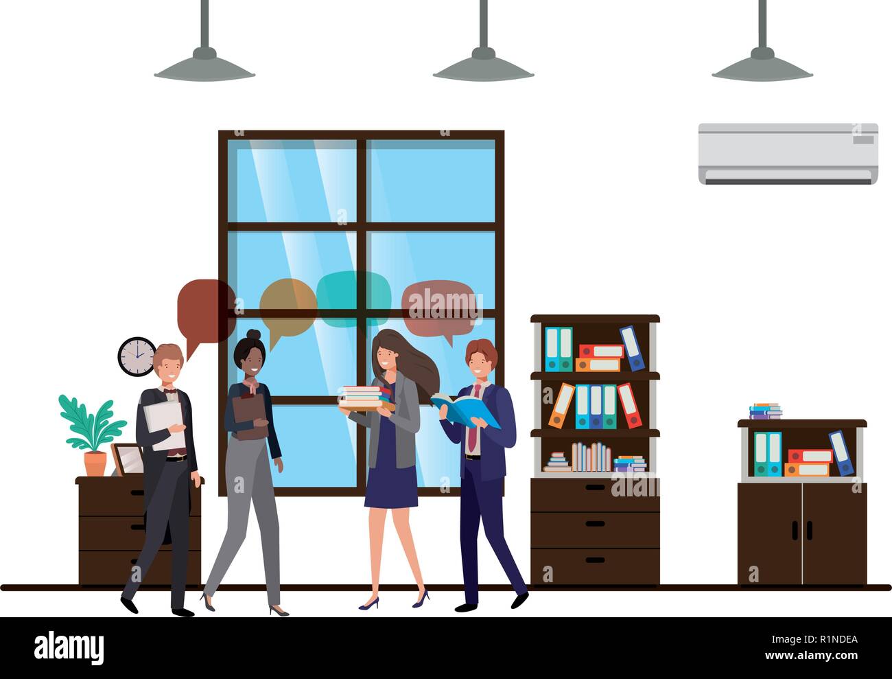 group of people business with speech bubble Stock Vector Image & Art ...