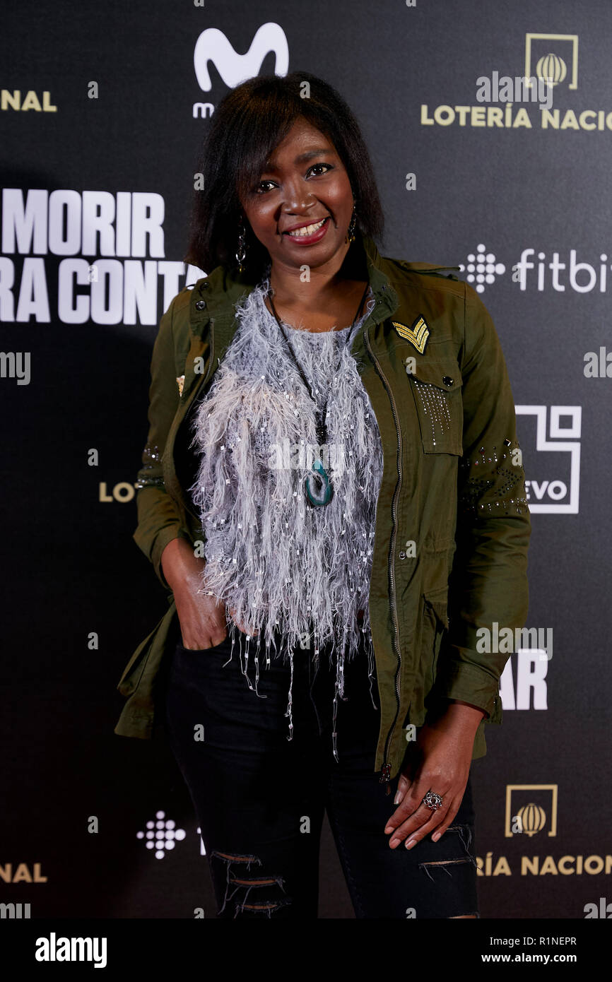Francine Galvez attends to 'Morir para contar' film premiere during the Madrid Premiere Week at Callao City Lights cinema in Madrid. Stock Photo
