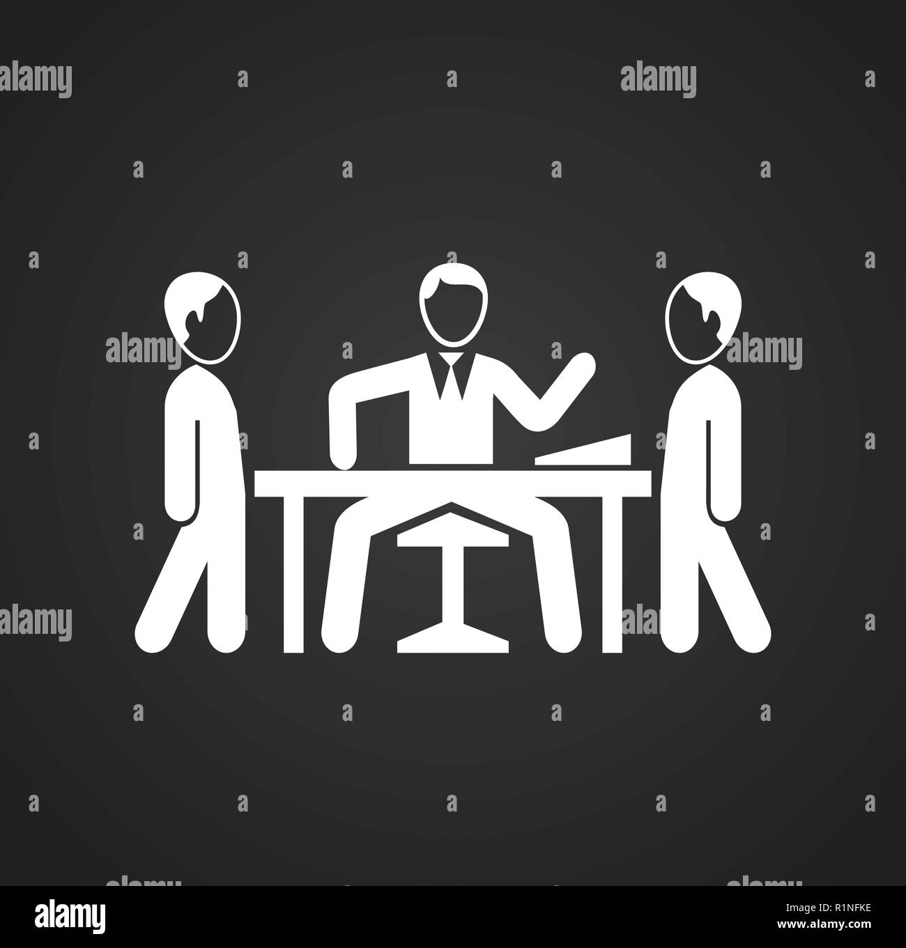 Crisis meeting on black background Stock Vector