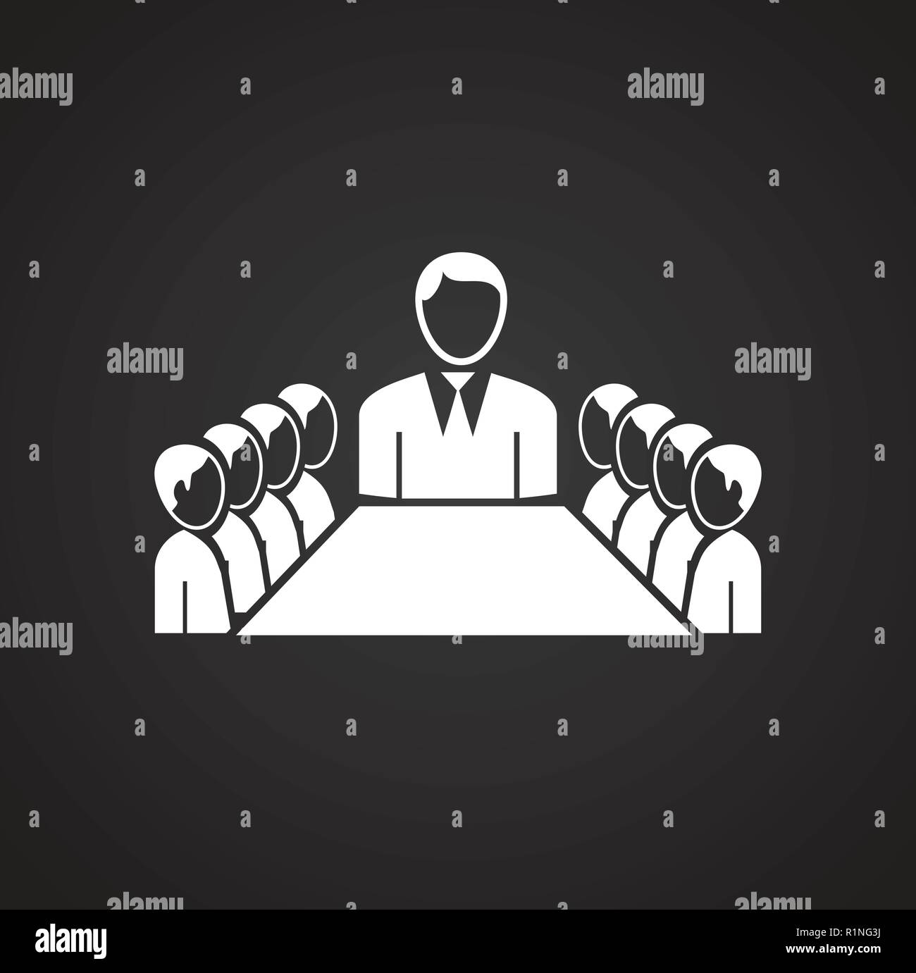 Crisis solving meeting on black background Stock Vector
