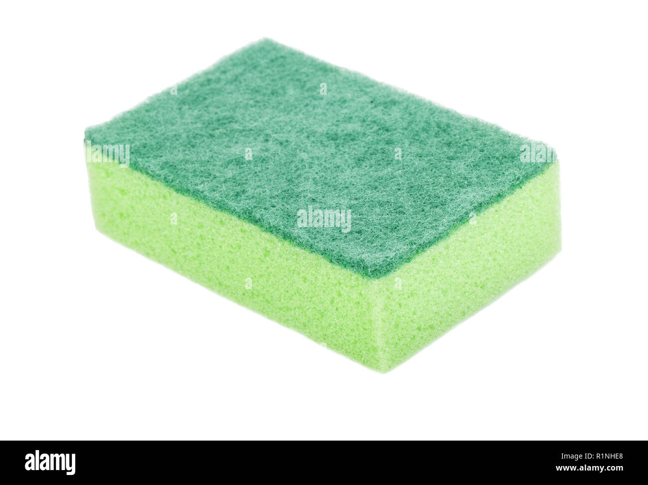 Green dish washing sponge on white background Stock Photo - Alamy