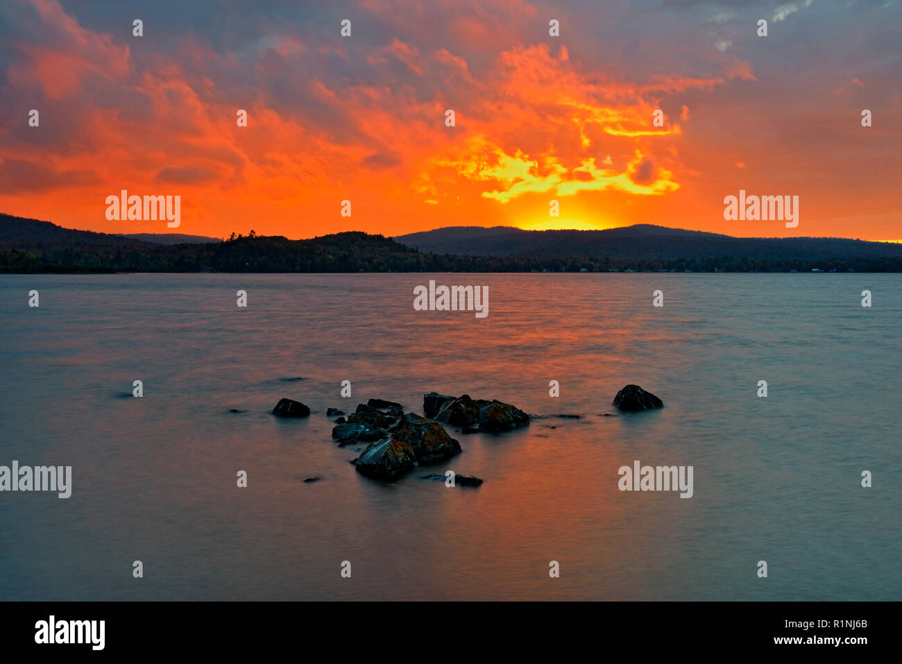 Sunset over Haviland Bay, Lake Superior, Haviland Shores, Ontario
