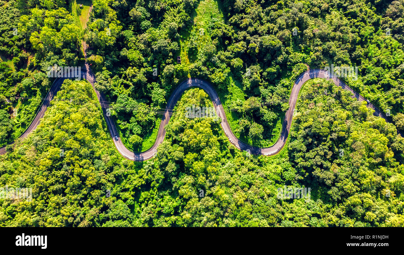 Aerial view of road through jungle hi-res stock photography and images ...