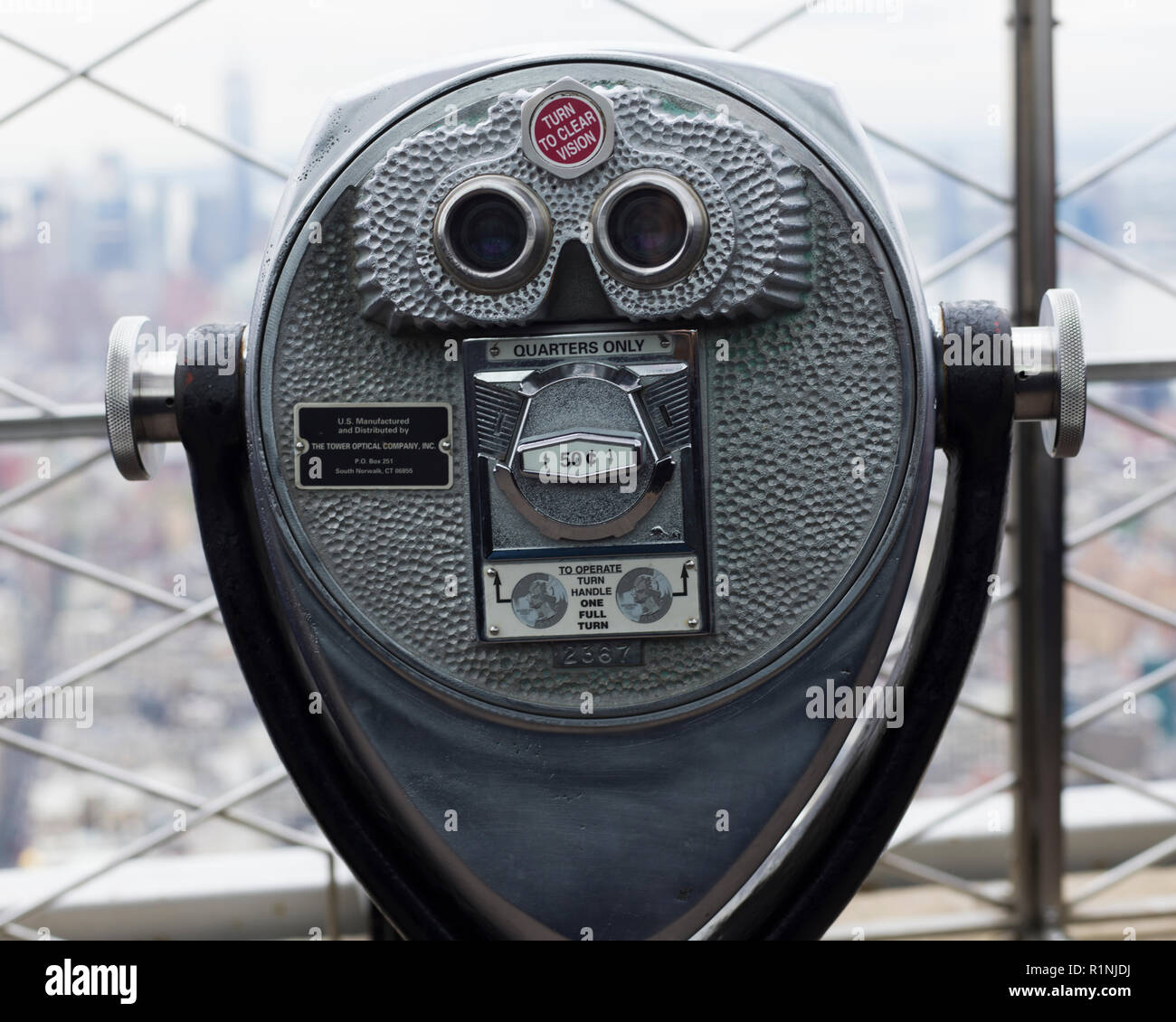 Closeup of coin operated binoculars, Empire State Building, Midtown Manhattan, New York City