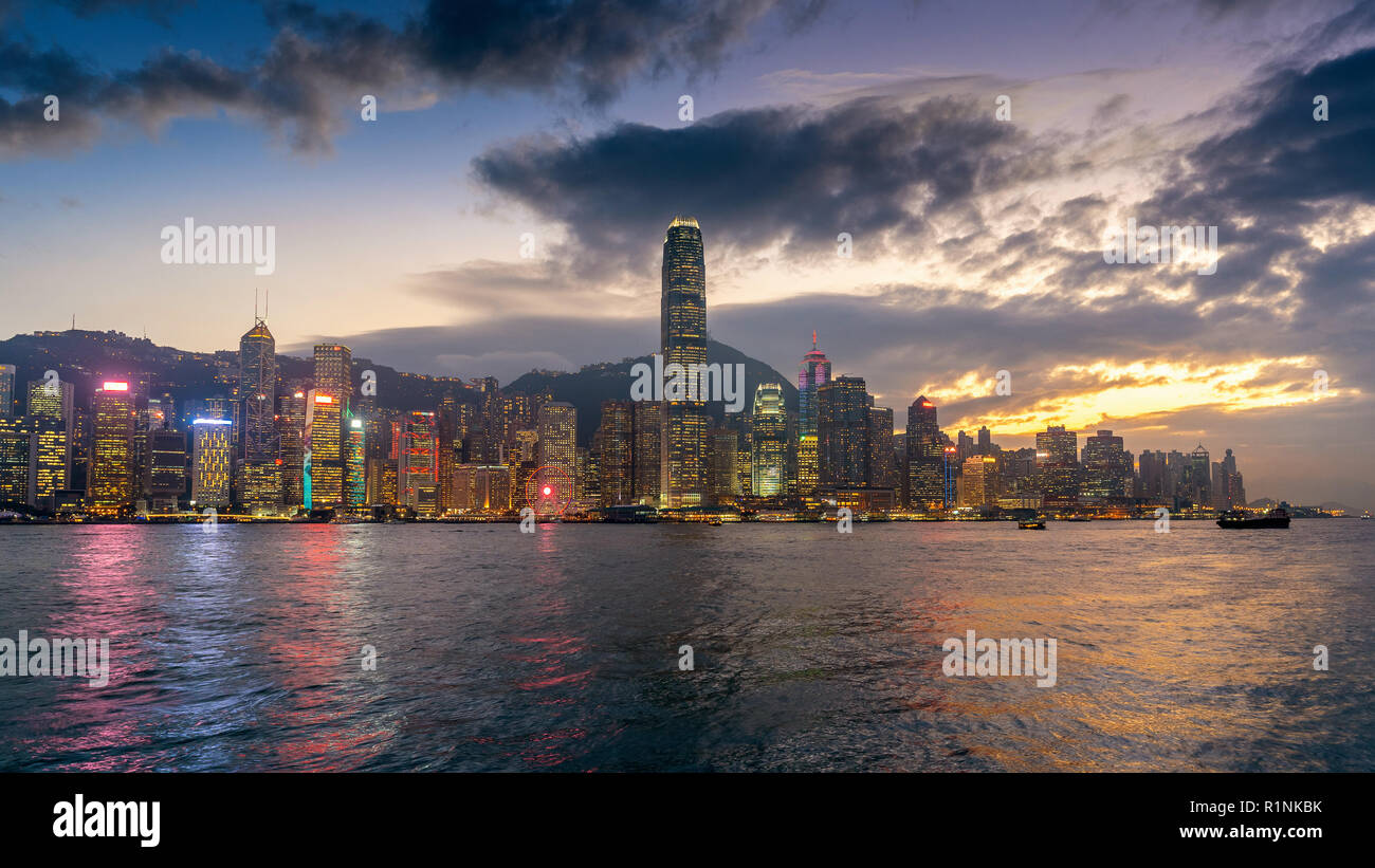 Hong Kong cityscape at twilight Stock Photo - Alamy