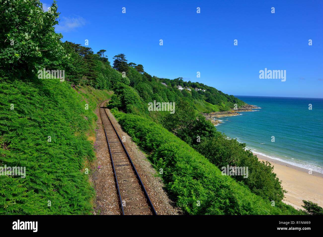 Railway Branch Line to St Ives,Carbis Bay,Cornwall,England,UK Stock Photo