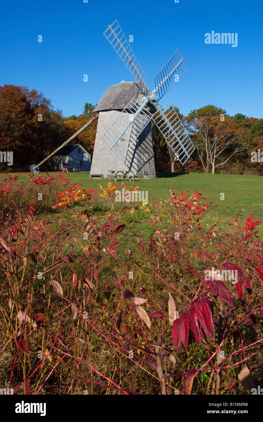The Higgins Farm Windmill (1700's) in Brewster, Massachusetts, USA, on