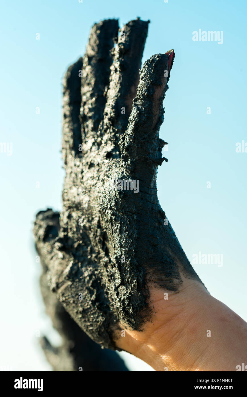 hands in the mud Stock Photo Alamy