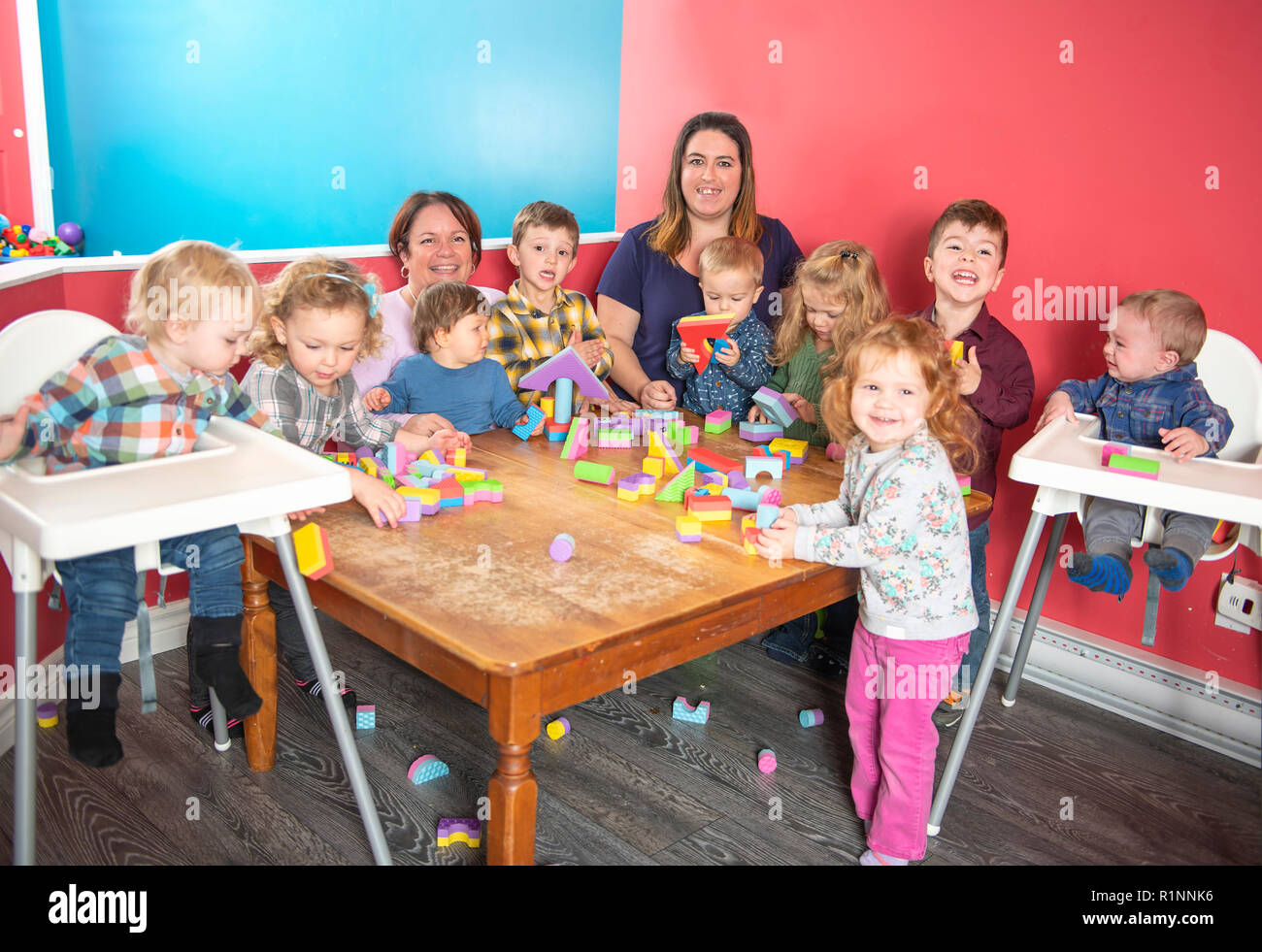 The preschoolers group in kindergarten together, Nursery group photo Stock Photo