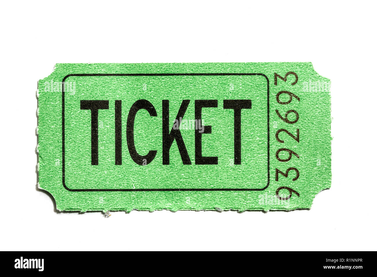A ticket on a white background. Stock Photo