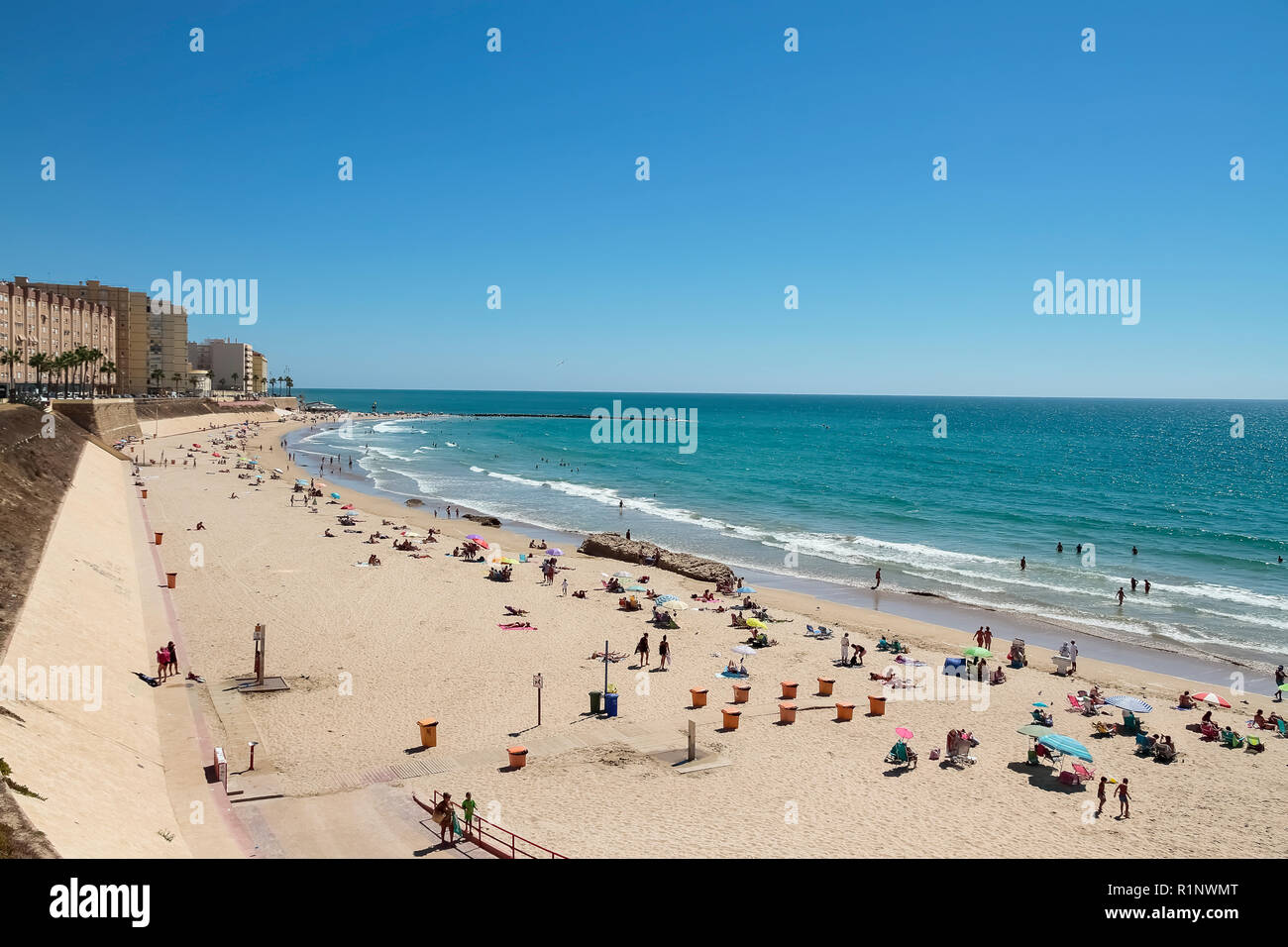 horizontal view of santa maria del mar beach in the city of cadiz, spain  Stock Photo - Alamy