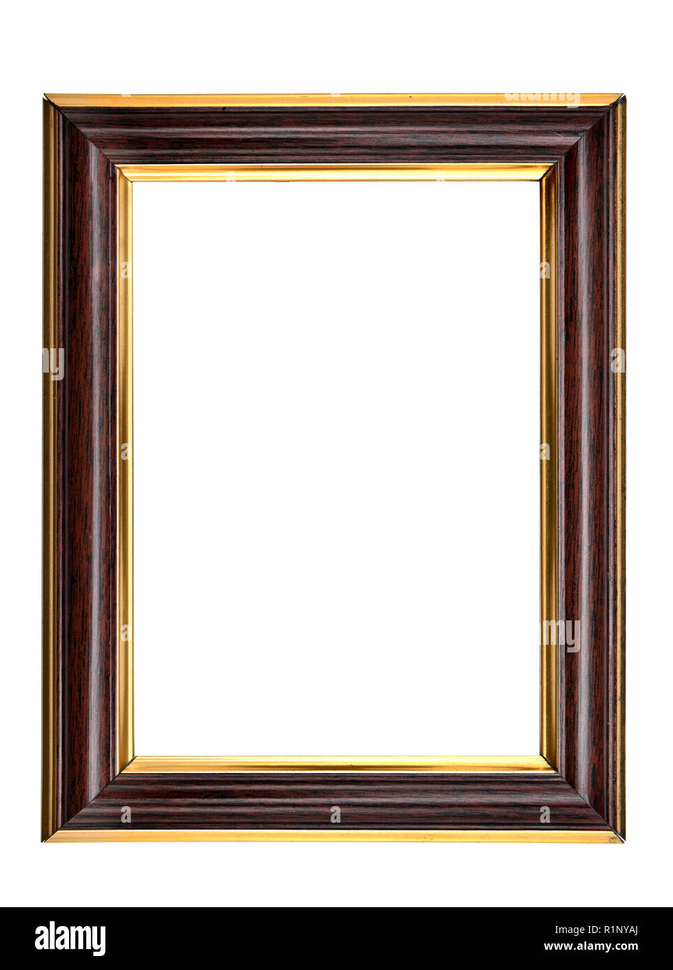 Vintage wooden photo frame on an isolated white background Stock Photo