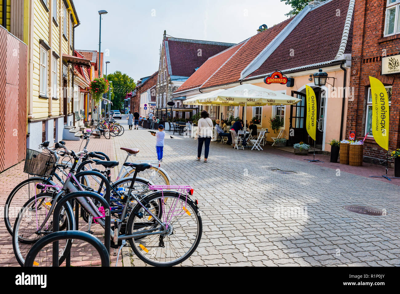 he ultimate summer holiday destination in Estonia. Street of Parnu - Pärnu - , Pärnu County, Estonia, Baltic states, Europe. Stock Photo