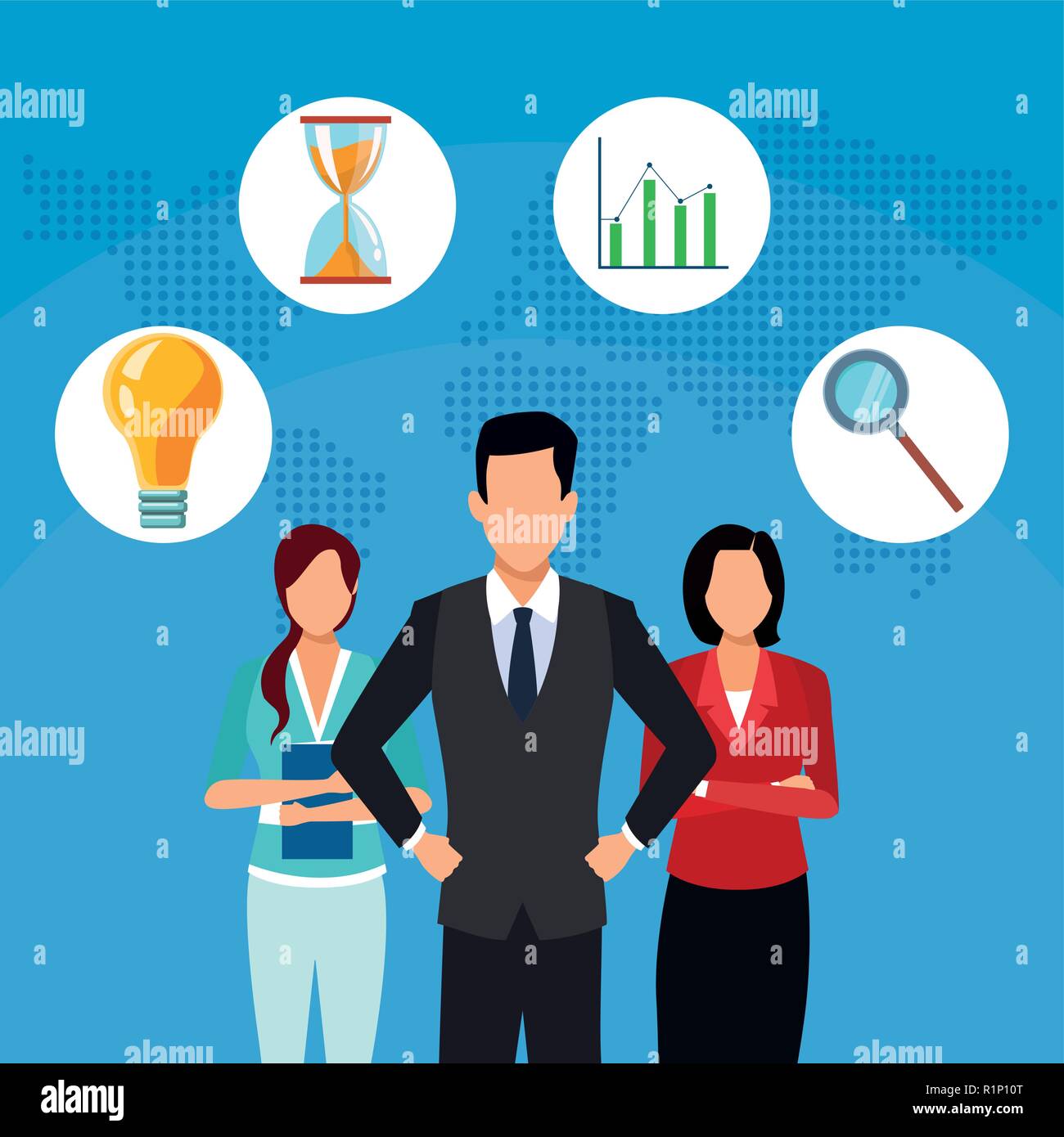 Business teamwork and business round symbols vector illustration ...