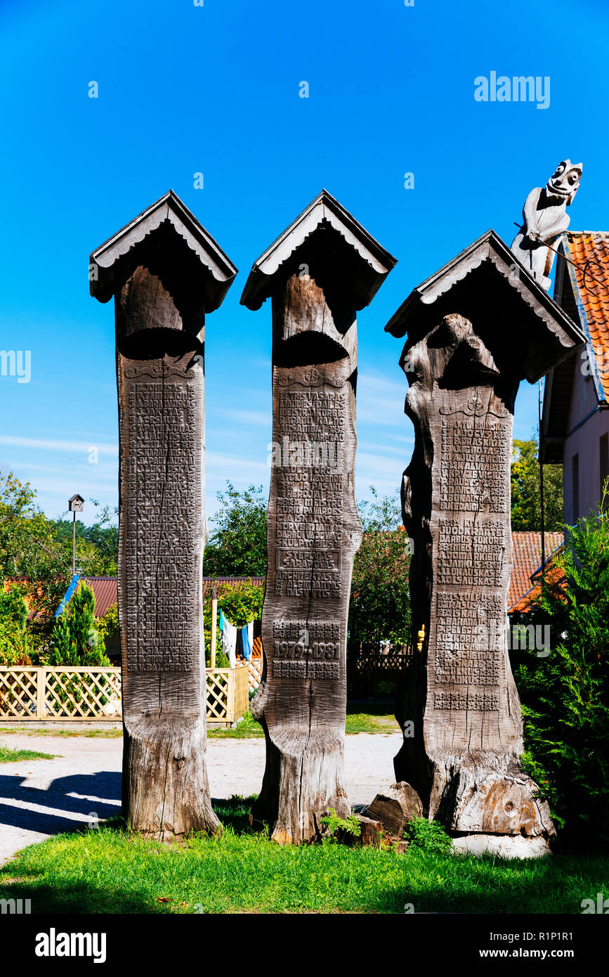 The Hill of Witches is an outdoor sculpture gallery near Juodkrantė, Curonian Spit. Juodkrantė - Juodkrante, Neringa Municipality, Klaipeda County, Li Stock Photo