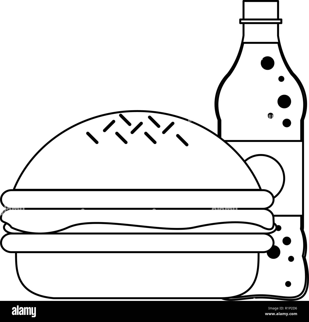 Burger and soda bottle fast food combo vector illustration graphic ...