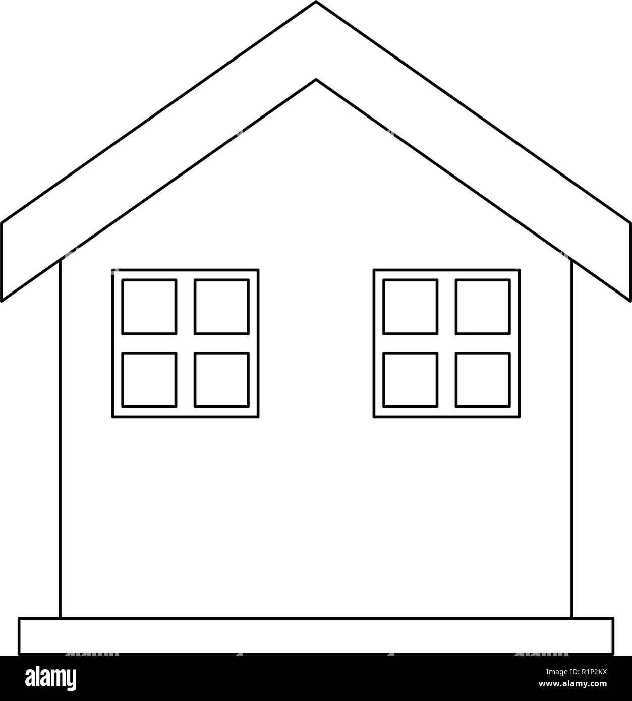 House real estate symbol in black and white vector illustration graphic ...
