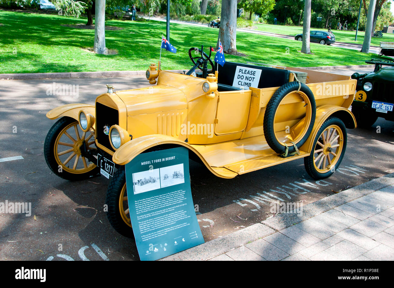 PERTH, AUSTRALIA - November 11, 2018: First Light Car Patrol (Model T Ford) used by the Australian Imperial Force during World War I Stock Photo