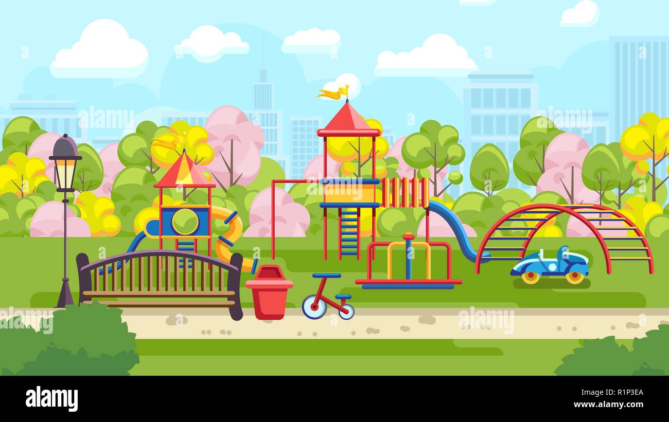 Bright playground vector in park Stock Vector