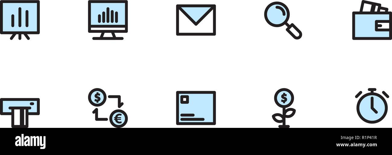 Business Icon Sets Filled Line Stock Vector