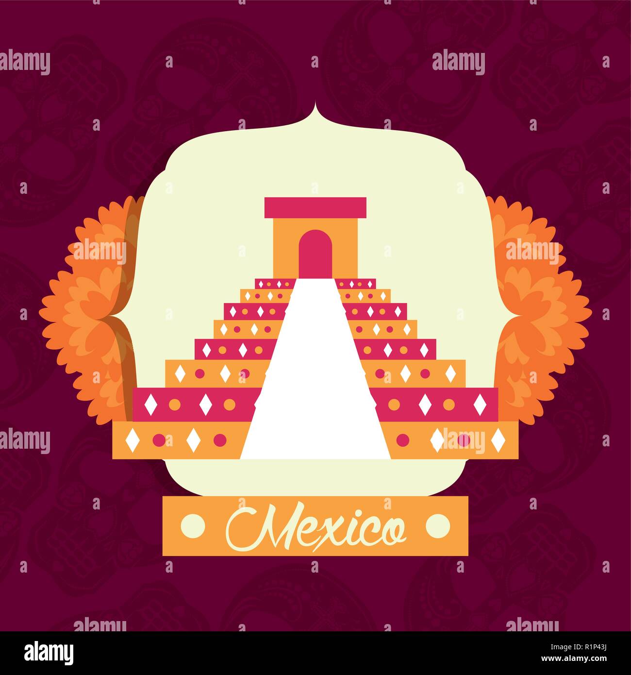 kukulkan ancient temple mexico vector illustration graphic design Stock ...