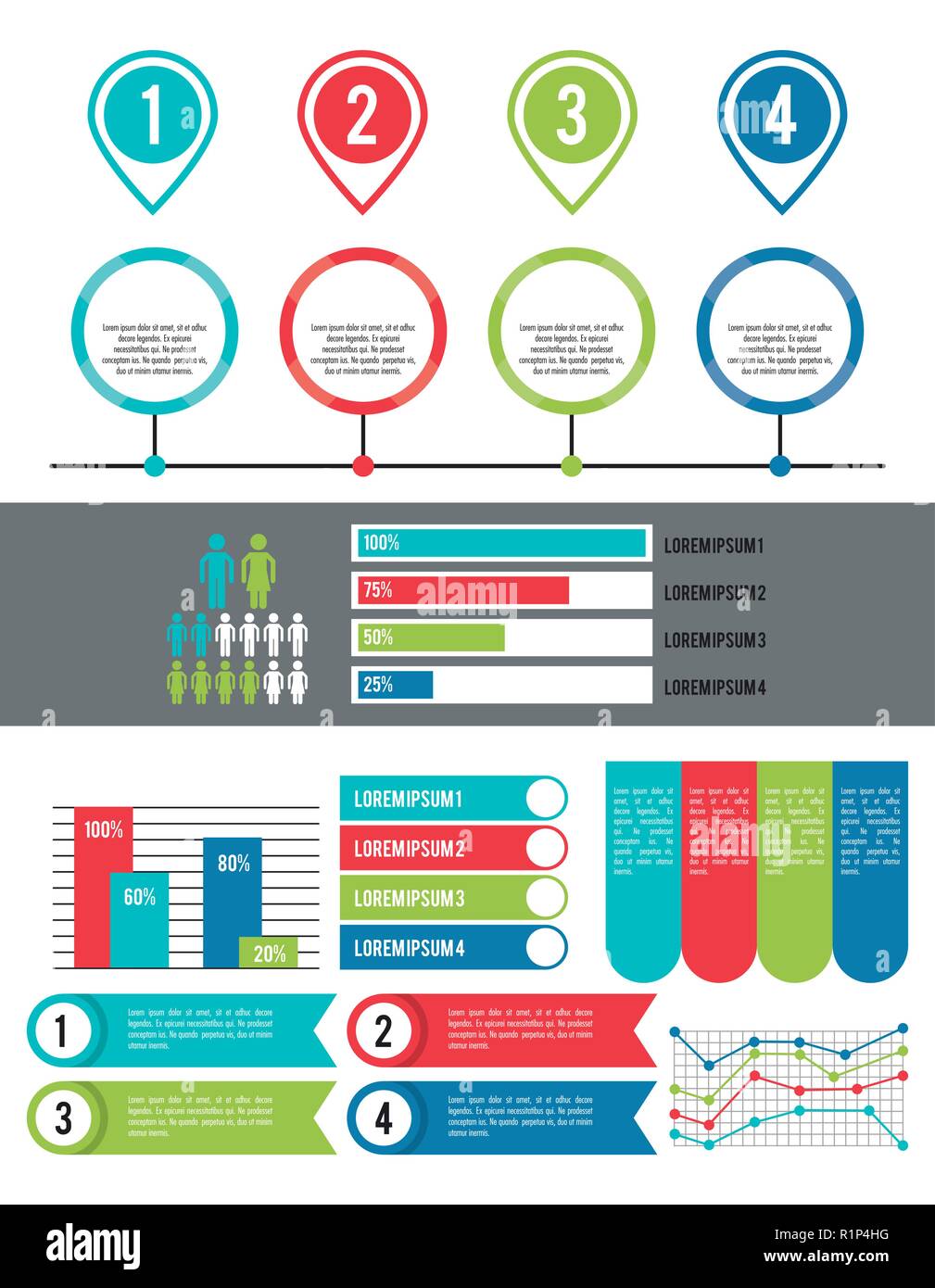 infographic various diagrams all kind of charts vector illustration