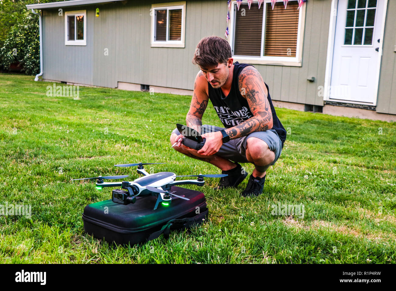 flying the gopro karma Stock Photo