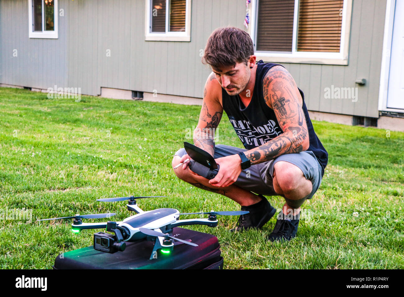 flying the gopro karma Stock Photo