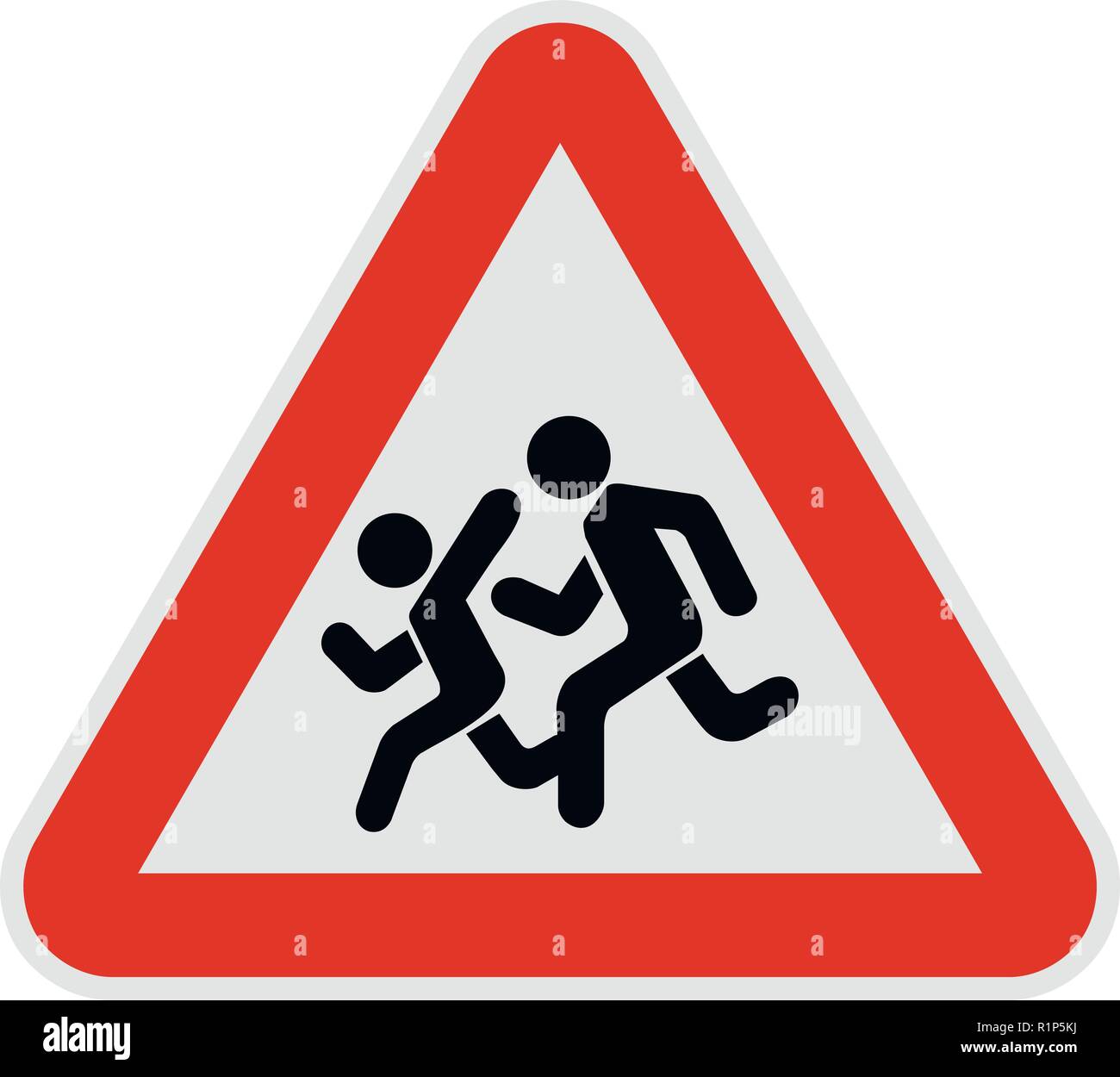 Beware Children Crossing Road Sign High Resolution Stock Photography ...