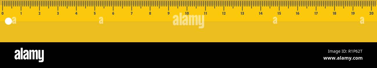 Yellow long ruler icon. Flat illustration of yellow long ruler vector ...