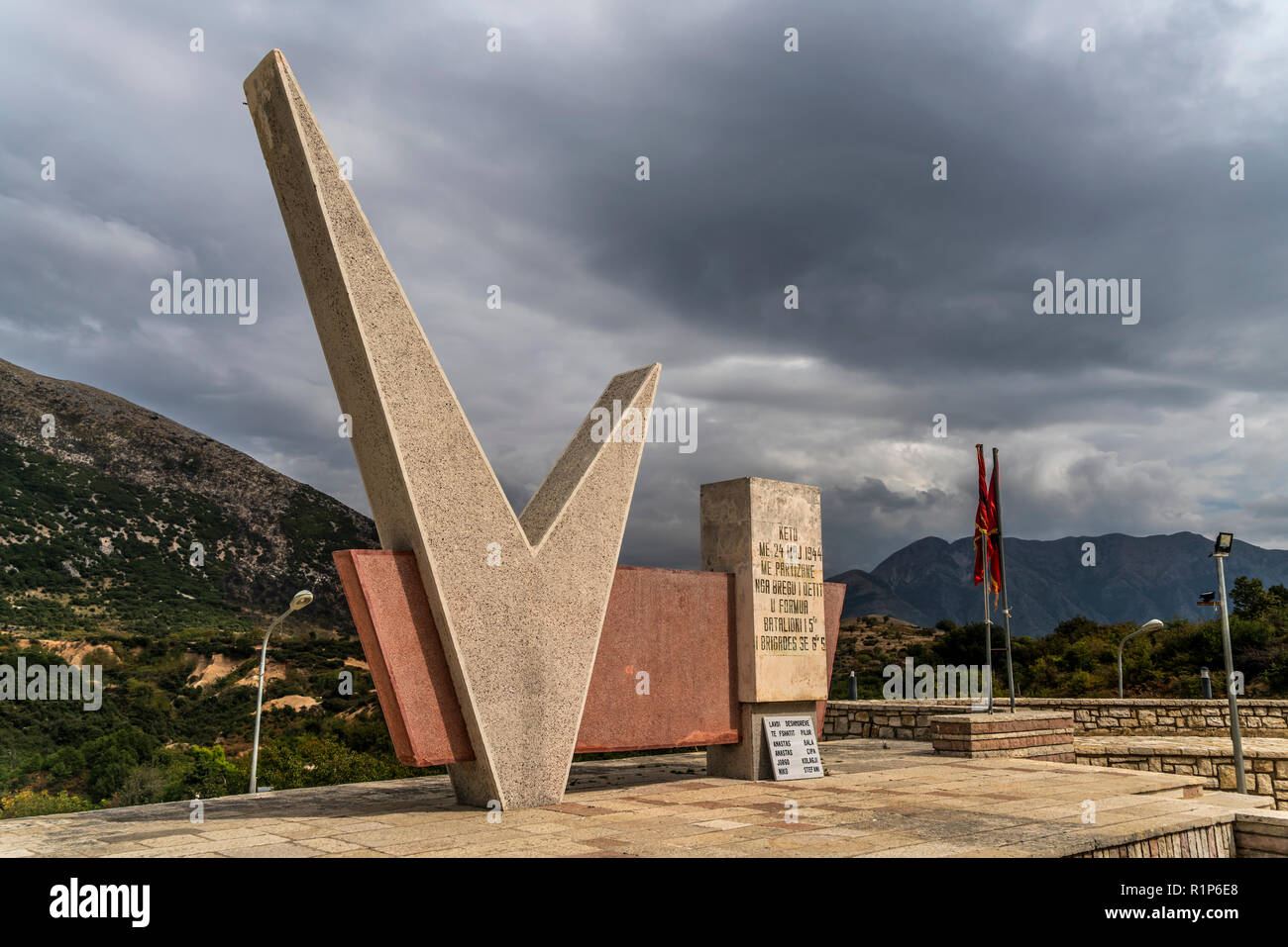 Partisanen Denkmal in Pilur, Himara, Albanien, Europa |  Partizan monument in Pilur, HimaraAlbania, Europe, Stock Photo