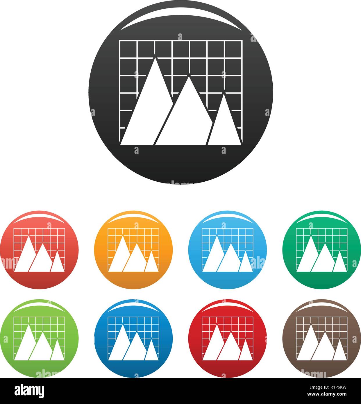 Business chart icons set in simple style many color circle isolated on ...