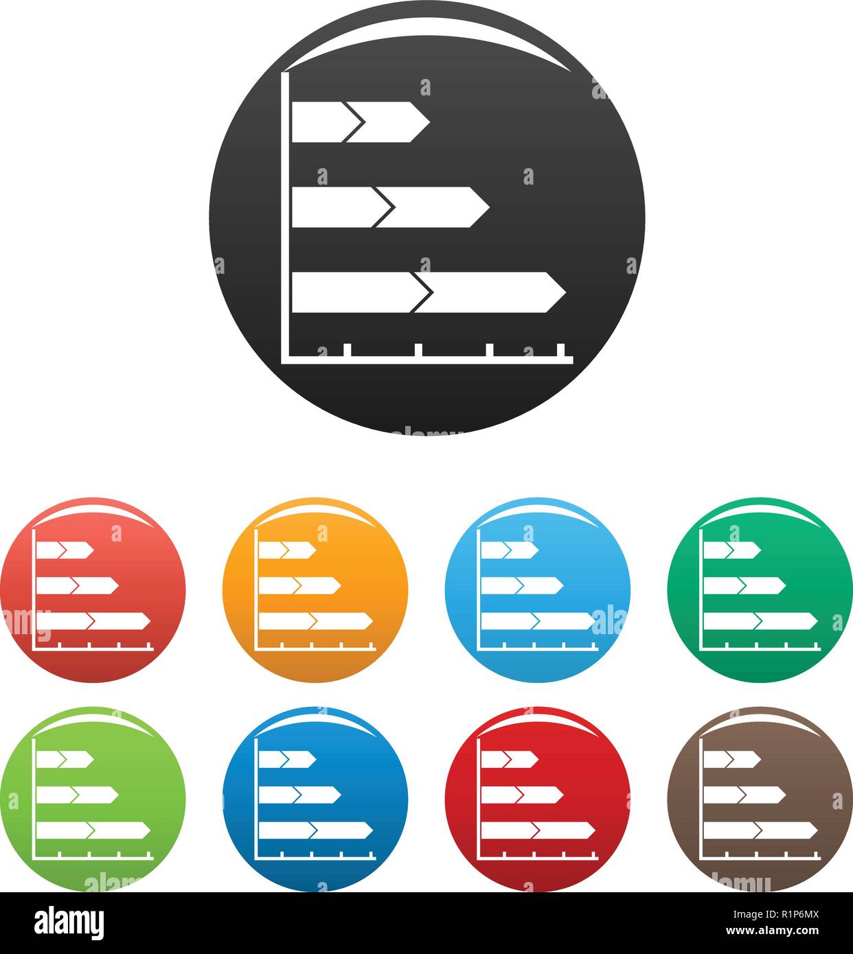 Best graph icons set in simple style many color circle isolated on ...