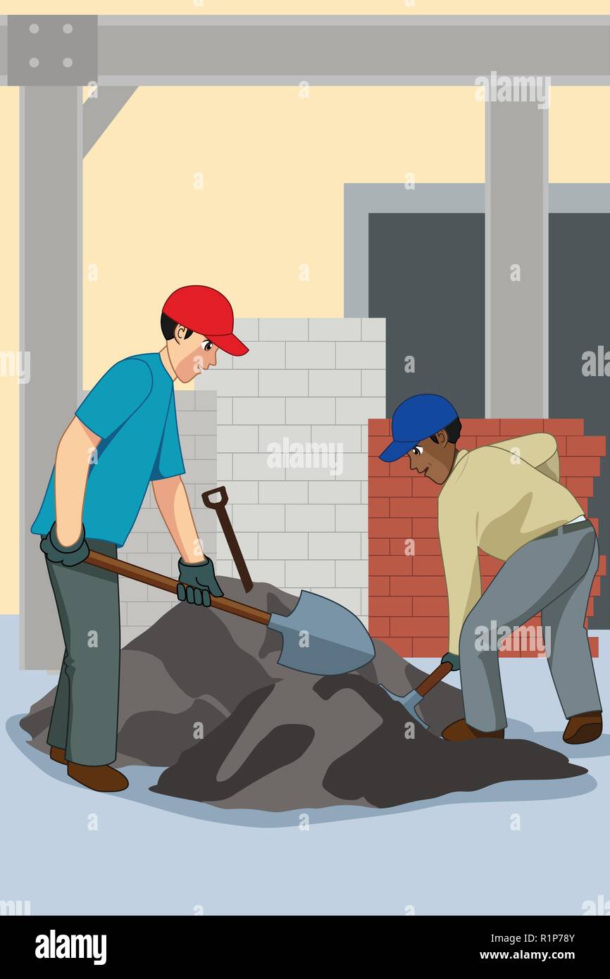 A vector illustration of Working Construction Worker Stock Vector