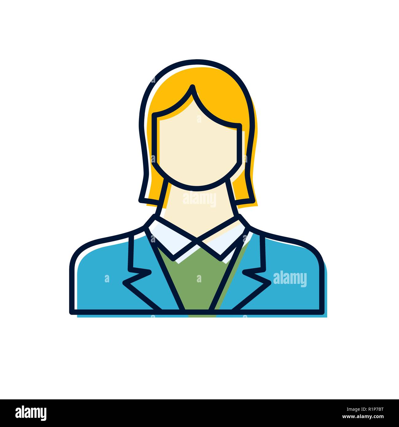 Employee Woman Flat Vector Icon Stock Vector