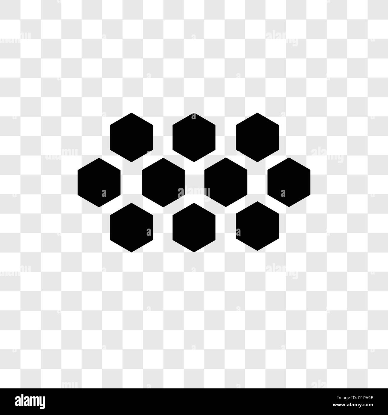 Hexagons vector icon isolated on transparent background, Hexagons transparency logo concept Stock Vector